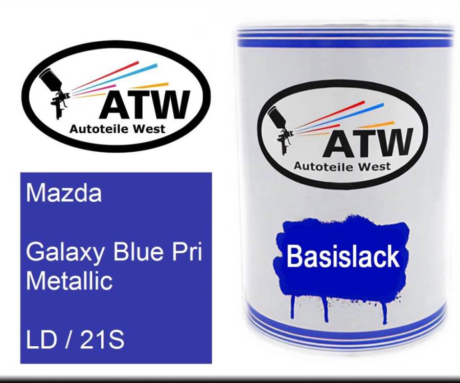 Mazda, Galaxy Blue Pri Metallic, LD / 21S: 500ml Lackdose, von ATW Autoteile West.